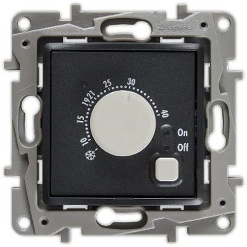 Терморегулятор механический с датчиком без рамки Legrand Etika 0С +40С антрацит фото Терморегулятор механический с датчиком без рамки Legrand Etika 0С +40С антрацит картинка